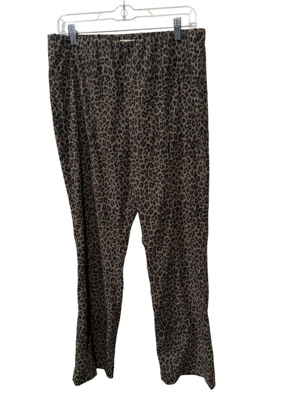 Ann Mashburn Leopard Print Wide-Leg Elastic Waist Pants Womens Size L